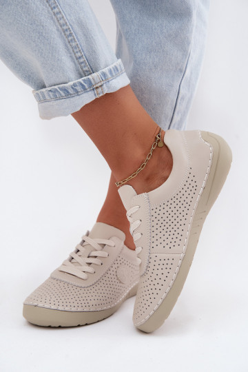 Sapatos femininos de couro marfim com cadarços Bahia