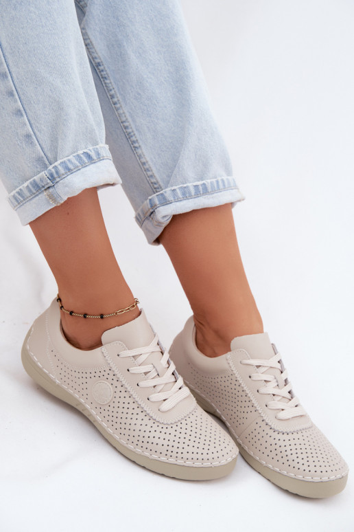 Sapatos femininos de couro marfim com cadarços Bahia