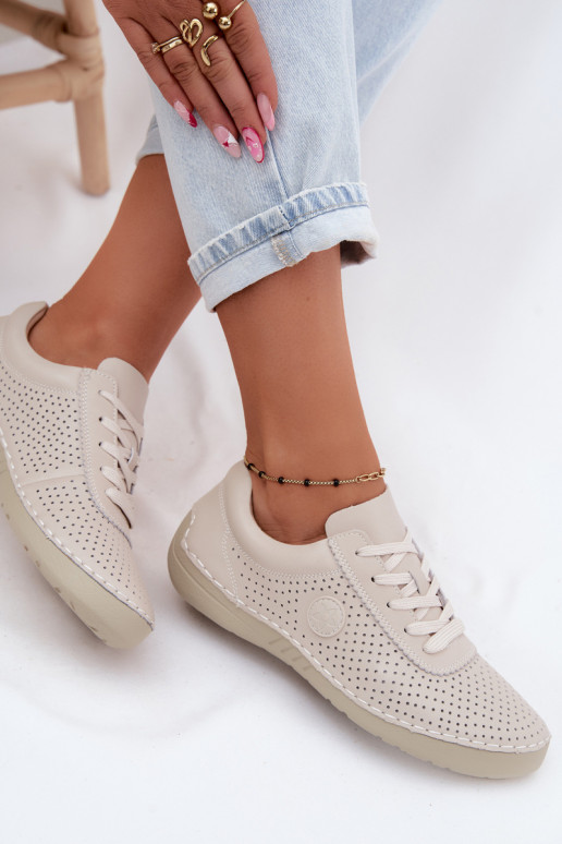 Sapatos femininos de couro marfim com cadarços Bahia