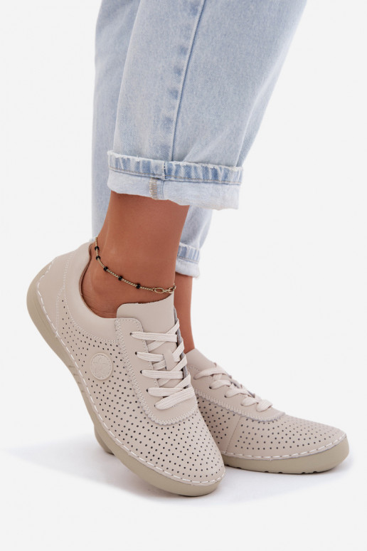 Sapatos femininos de couro marfim com cadarços Bahia