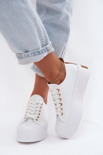 Sapatos de lazer com uma plataforma cor branca Amalfi 2