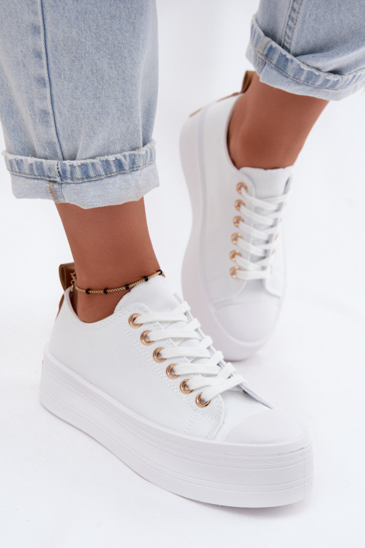 Sapatos de lazer com uma plataforma cor branca Amalfi