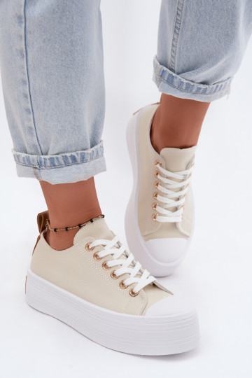 Sapatos de lazer com uma plataforma bege Amalfi
