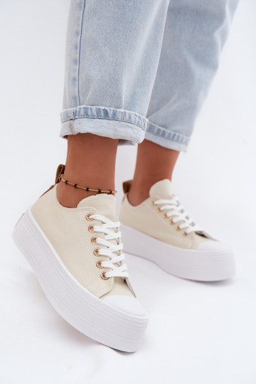 Sapatos de lazer com uma plataforma bege Amalfi 2
