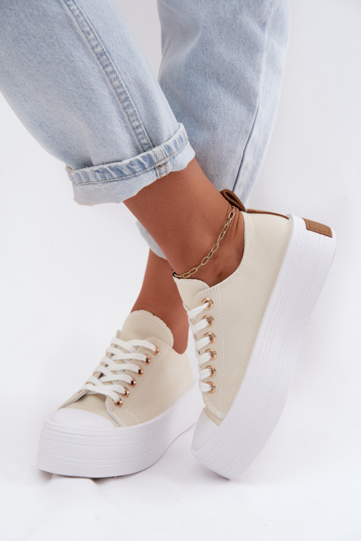 Sapatos de lazer com uma plataforma bege Amalfi