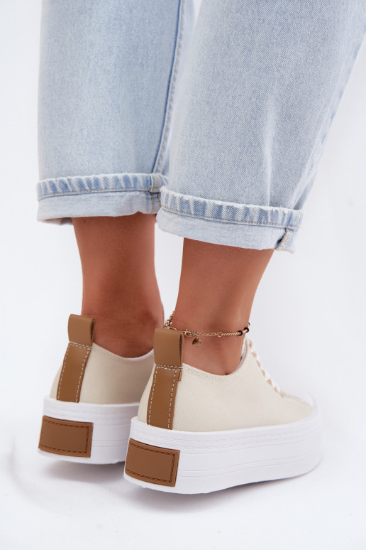 Sapatos de lazer com uma plataforma bege Amalfi