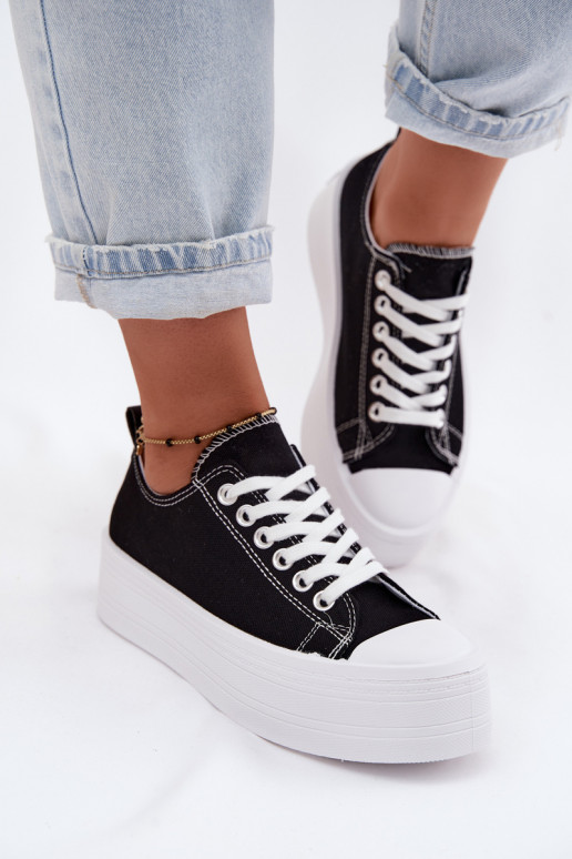 Sapatos de lazer com uma plataforma cor preta Amalfi