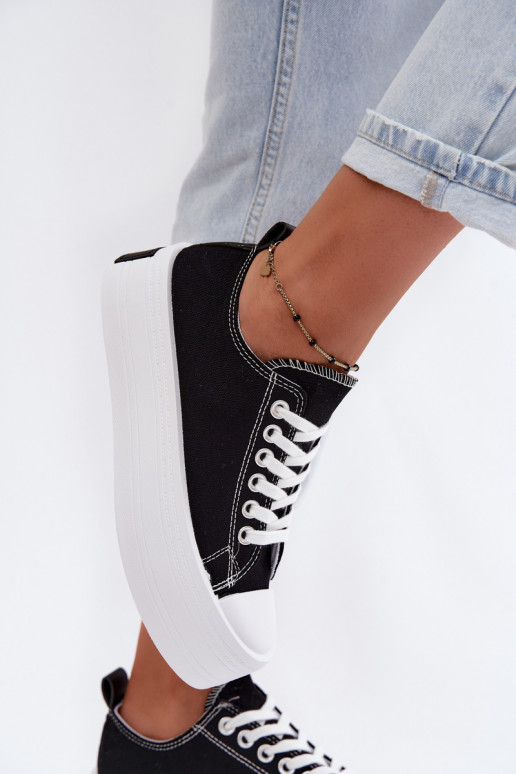 Sapatos de lazer com uma plataforma cor preta Amalfi