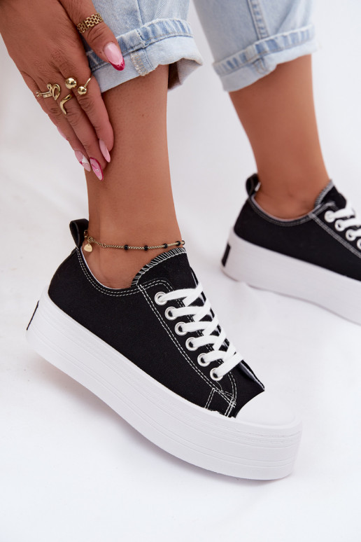 Sapatos de lazer com uma plataforma cor preta Amalfi