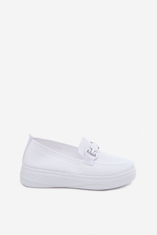 Sapatos femininos de plataforma com ornamentos na cor branca Freshy