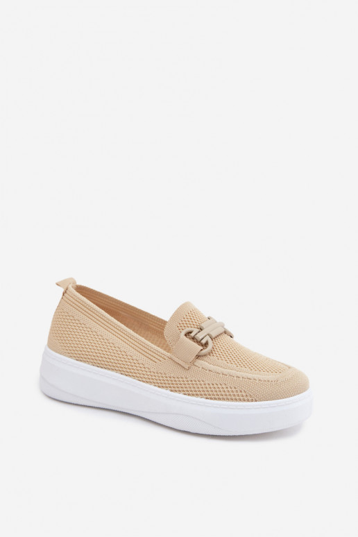 sapato Feminino com uma plataforma com enfeites bege Freshy