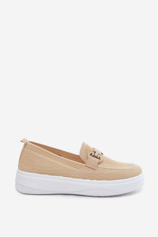  sapato Feminino com uma plataforma com enfeites bege Freshy
