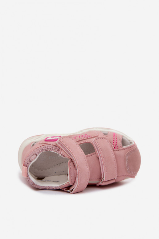 sandálias para crianças com fixadores adesivos cor rosa Ambera