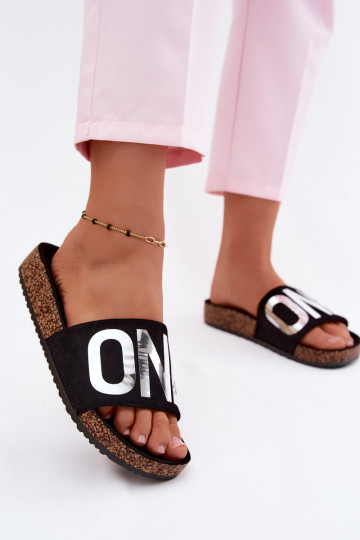 Chinelos femininos com plataforma na cor preta ONE Vinceza 22-2217 2