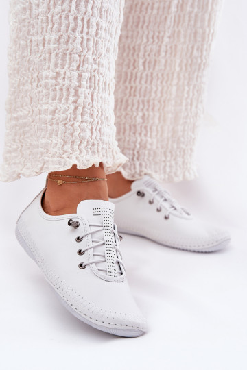Sapatos de couro femininos na cor branca Artiker 54C0838 2