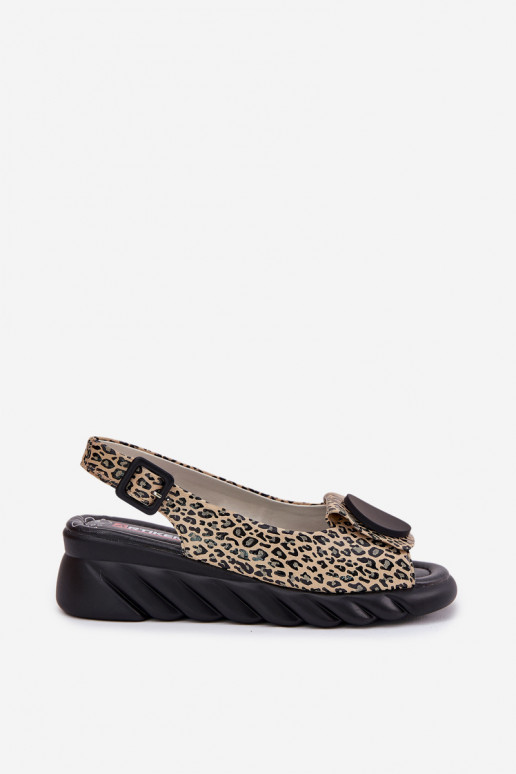sandáliasHabilitadoturalnej Skóry com uma plataforma Artiker 56C2186 com padrões de pele de leopardo