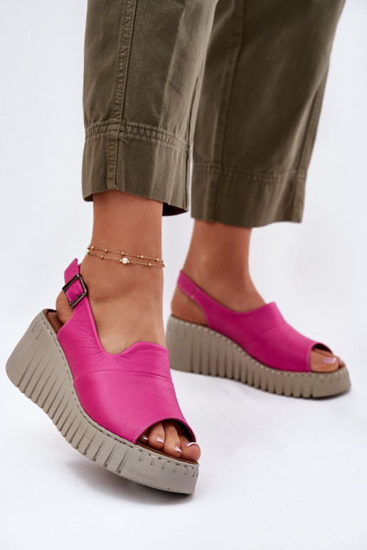 Sandálias femininasHabilitadoturalnej Skóry com uma plataforma Artiker 54C0789 cor rosa