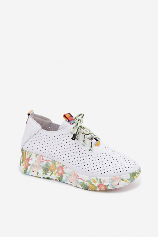 Sapatos de couro com plataforma na cor branca Artiker 58C0598