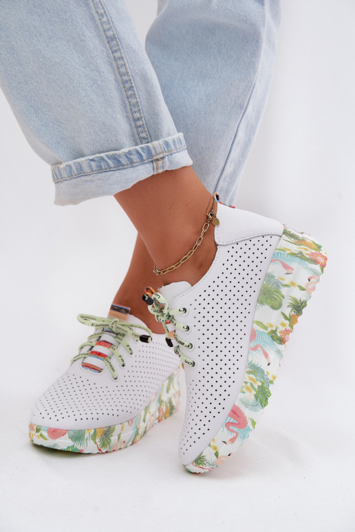 Sapatos de couro com plataforma na cor branca Artiker 58C0598