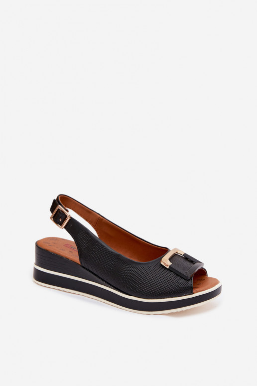Sandálias femininas Feminino com uma plataforma com fivelas Artiker 58C0086 cor preta