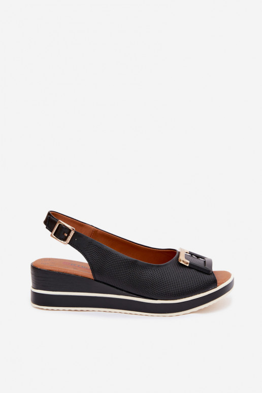 Sandálias femininas Feminino com uma plataforma com fivelas Artiker 58C0086 cor preta
