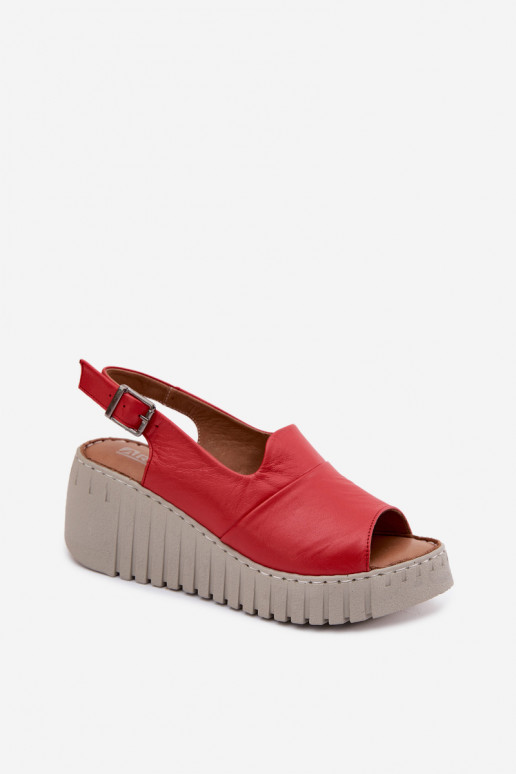 Sandálias femininasHabilitadoturalnej Skóry com uma plataforma Artiker 58C3373 cor vermelha