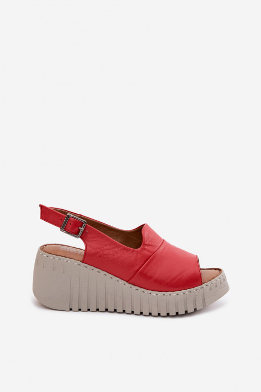 Sandálias femininas vermelhas de couro natural com plataforma Artiker 58C3373