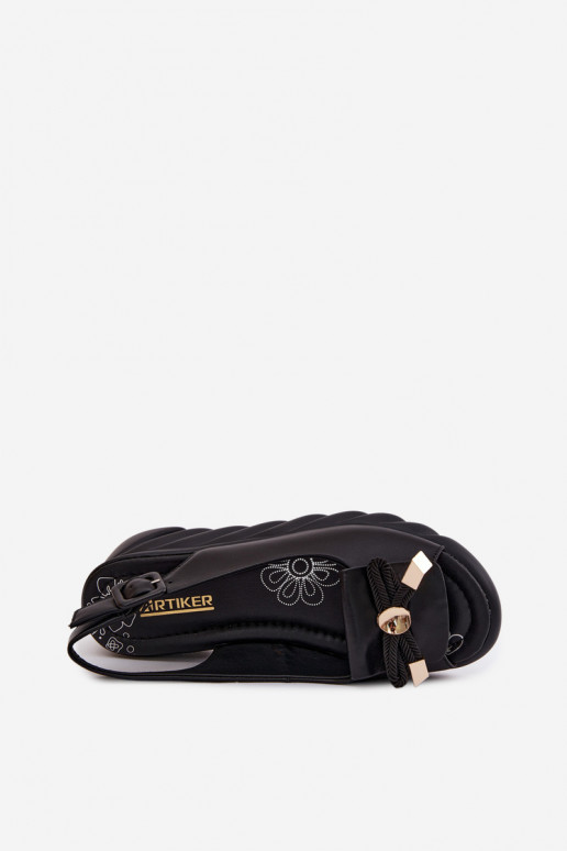 Sandálias femininas Feminino com uma plataforma com enfeites Artiker 58C0055 cor preta