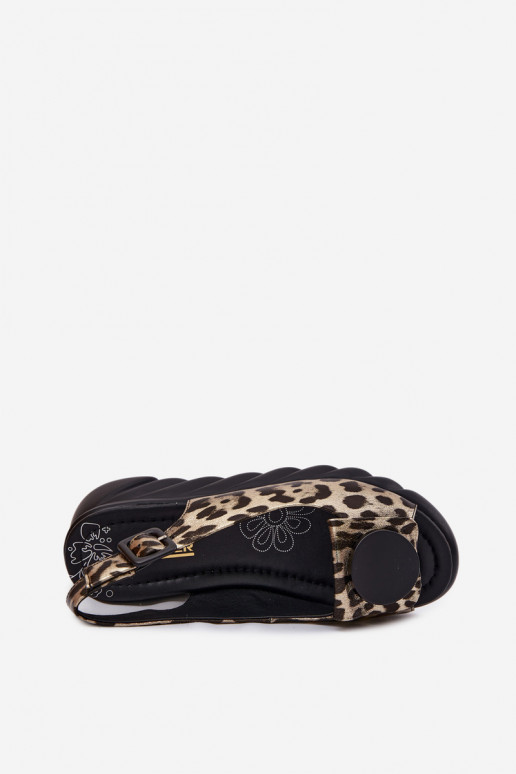 Pele Sandálias plataforma com padrões de pele de leopardo Artiker 58C059 cor dourada