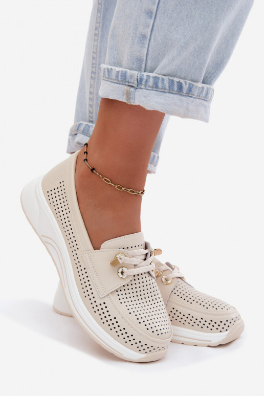 com elementos abertos Um modelo atraente sapatoHabilitadoturalnej Skóry Artiker 58C0478 bege