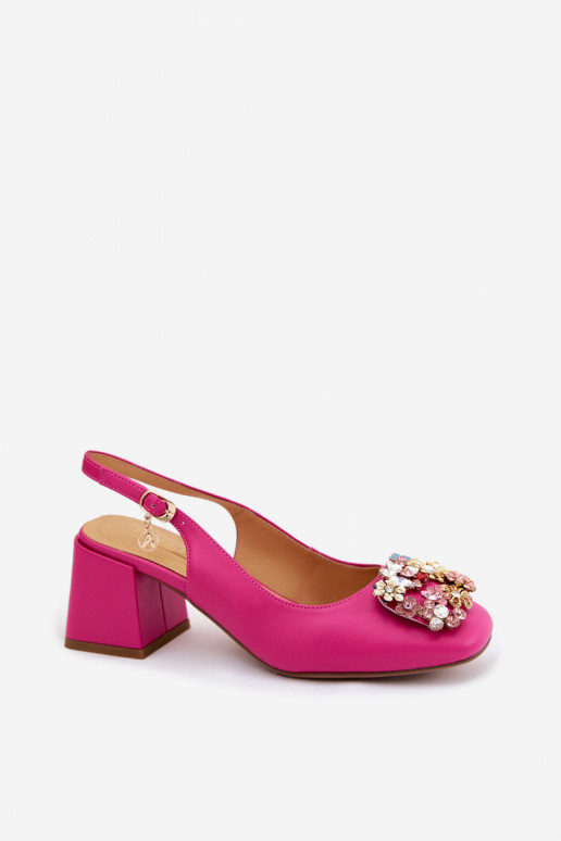 Pele Sapato com salto com decoração de cristal i com motivos florais Artiker 58C0662 cor rosa