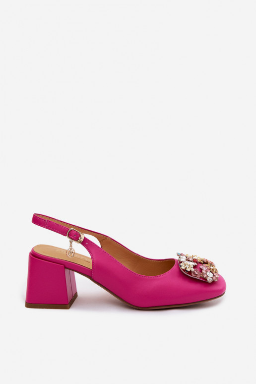 Pele Sapato com salto com decoração de cristal i com motivos florais Artiker 58C0662 cor rosa