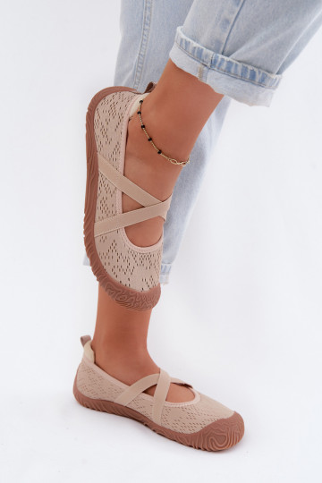 Bailarinas de estilo esportivo com tiras elásticas Artiker 58C1903 cor areia