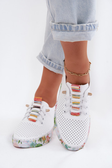 Sapatos de couro com plataforma estampada Artiker 58C0597 cor branca 2