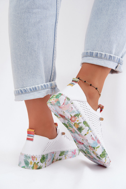 Pele sapato Feminino Habilitado Estampadoj Platformie Artiker 58C0597 cor branca