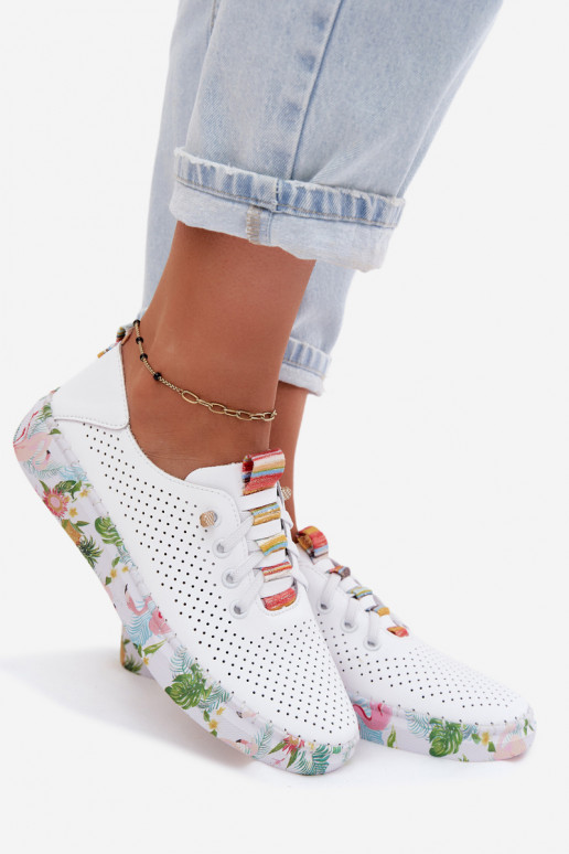 Pele sapato Feminino Habilitado Estampadoj Platformie Artiker 58C0597 cor branca