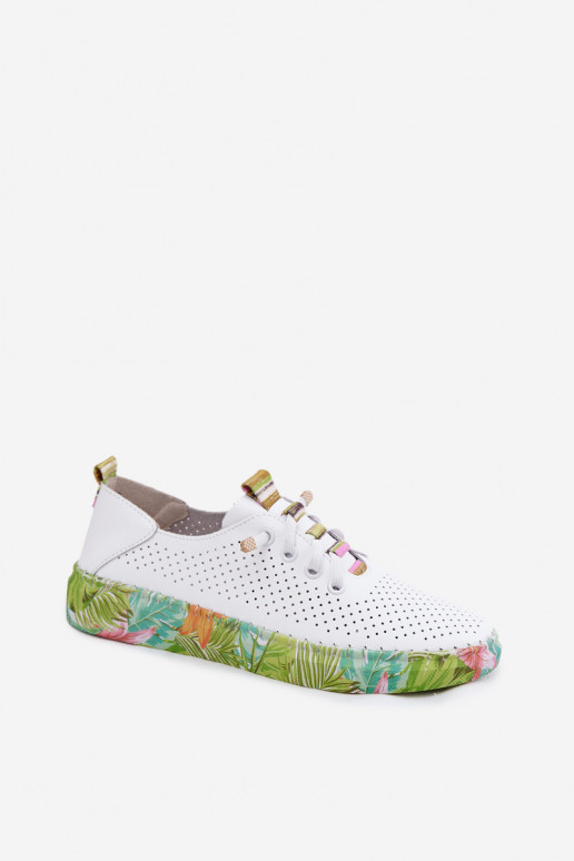 Pele sapato Feminino Habilitado Estampadoj Platformie Artiker 58C0441 Branco-cor verde