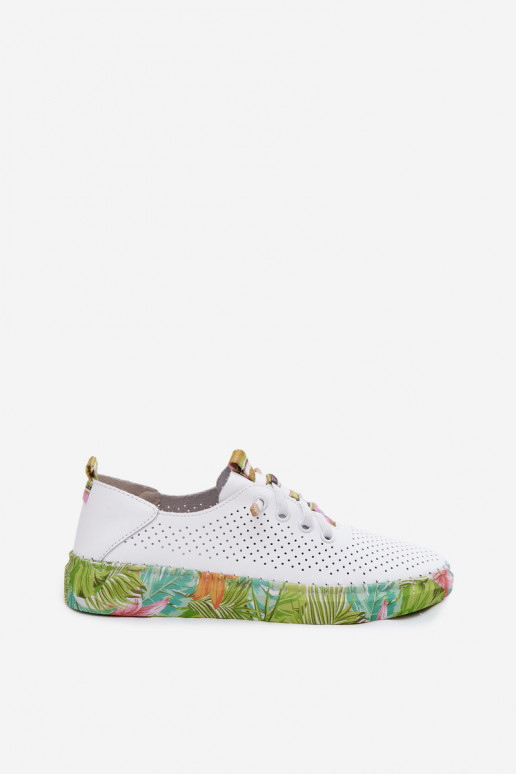 Pele sapato Feminino Habilitado Estampadoj Platformie Artiker 58C0441 Branco-cor verde