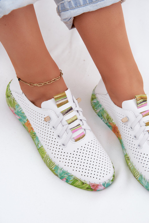 Pele sapato Feminino Habilitado Estampadoj Platformie Artiker 58C0441 Branco-cor verde