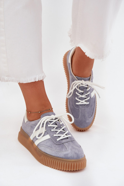 de camurça À modalo de tênis Feminino com uma plataforma cor azul Tem que serrisae
