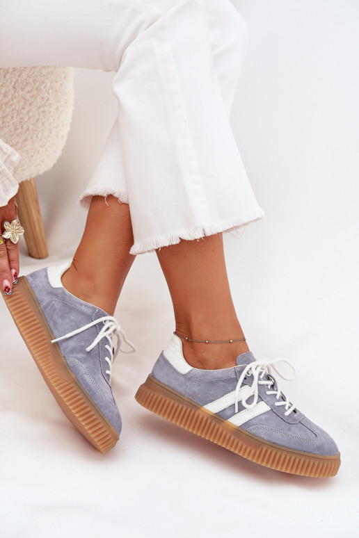 de camurça À modalo de tênis Feminino com uma plataforma cor azul Tem que serrisae