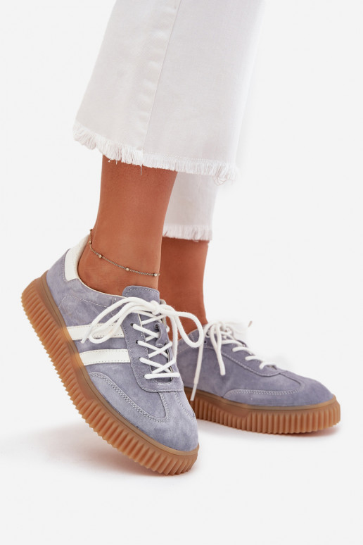 de camurça À modalo de tênis Feminino com uma plataforma cor azul Tem que serrisae