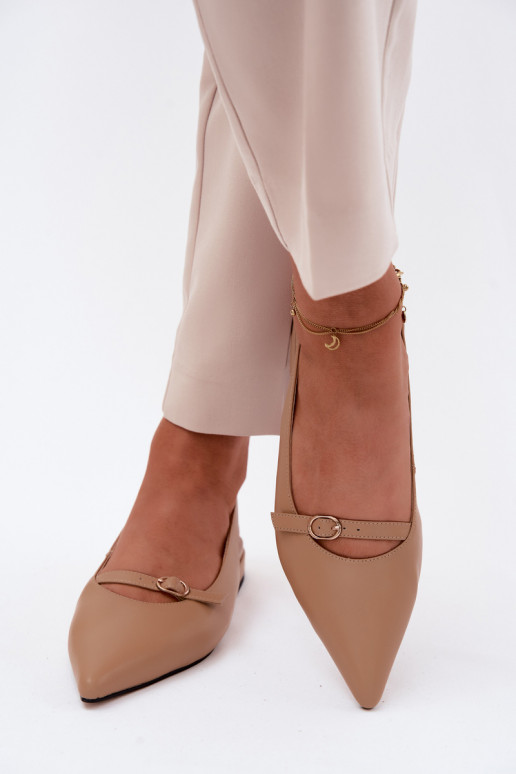 Sandálias femininas com saltos largos Tai turiciejka K7449-04 areia