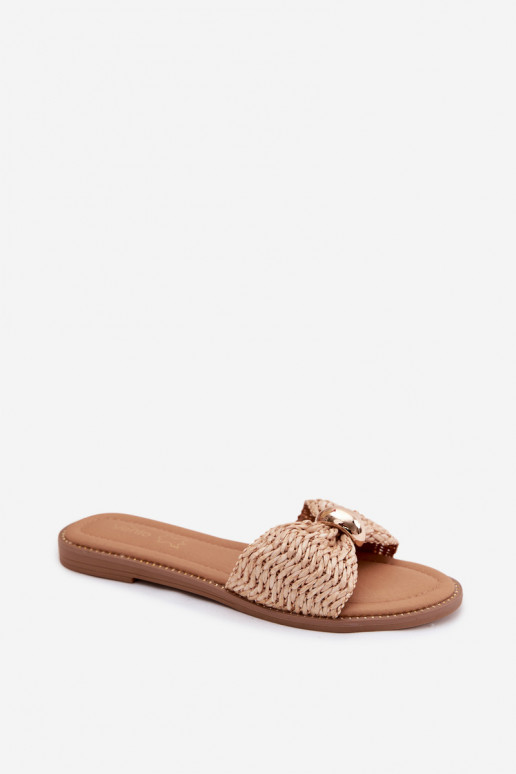 Chinelos de cor areia com detalhes dourados Goldie