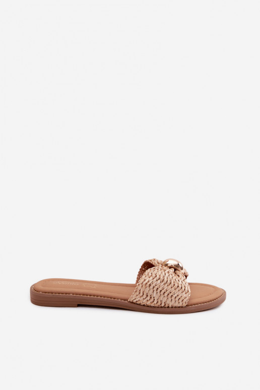 Chinelos de cor areia com detalhes dourados Goldie