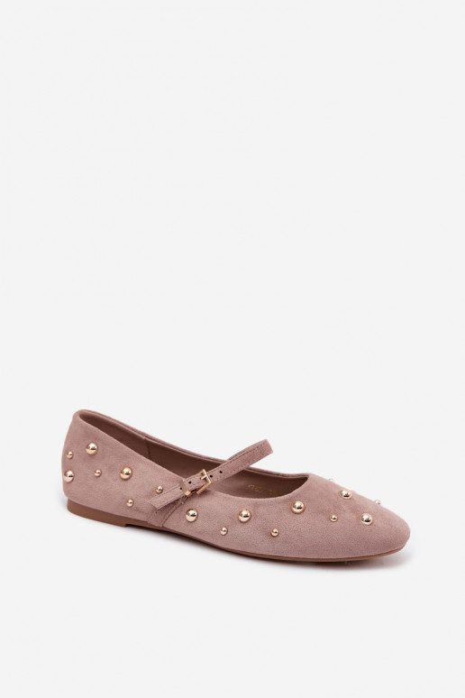 Bailarinas com decoração e fitas na cor areia Cuddly