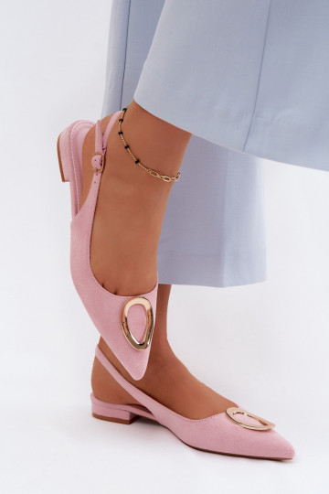 Sandálias femininas com salto largo e ornamentos na cor rosa de Sparkle 2