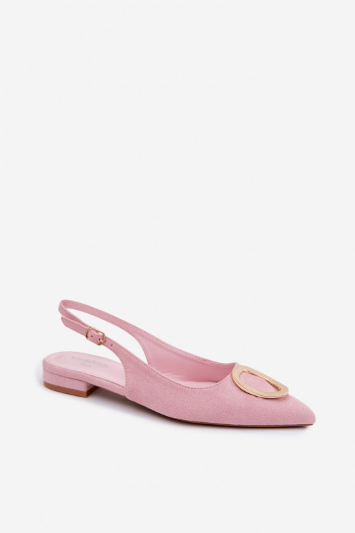 Sandálias femininas com salto largo e ornamentos na cor rosa de Sparkle