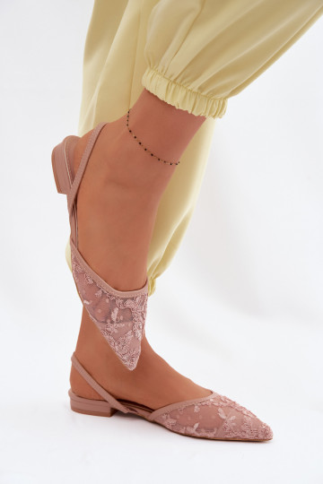 Sandálias de malha rosa com cadarços e salto largo Selissey