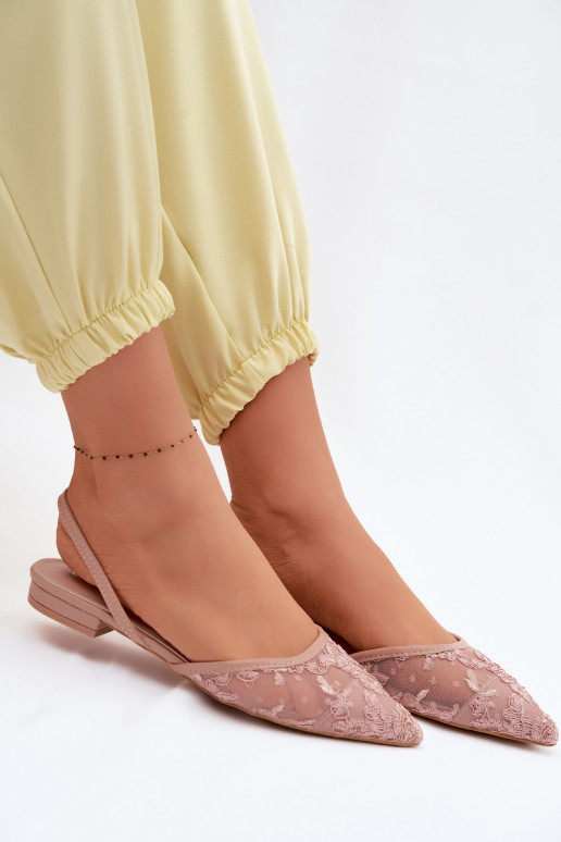 Sandálias de malha rosa com cadarços e salto largo Selissey